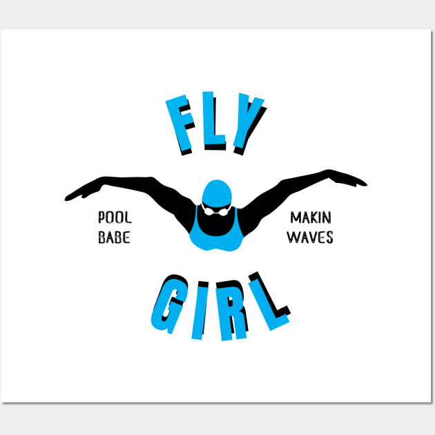 Womens Butterfly Girl Swimmer Girls Swimming Gift Wall Art by atomguy